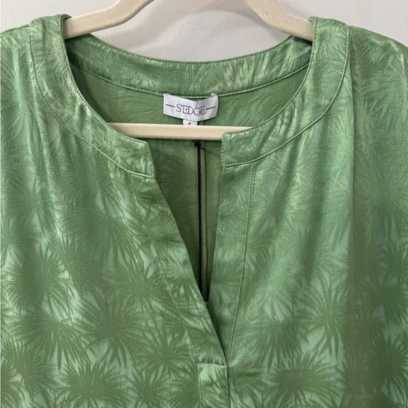 S’EDGE Bright Green Palm Print Tropical Beachy Summer Maxi Dress Cover Up- Small - Picture 4 of 7